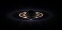 Saturn eclipsing the sun, seen from behind from the Cassini orbiter. The image is a composite assembled from images taken by the Cassini spacecraft on 15 September, 2006.